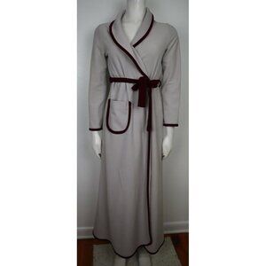 VINTAGE WOMEN'S GRAY & MAROON ROBE - VASSARETTE - SIZE S - FLAWS